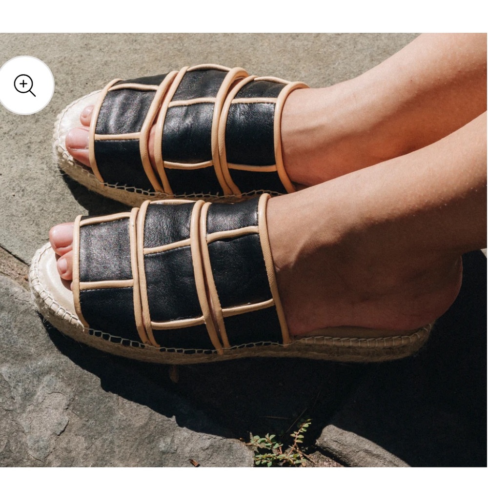 Isleñas Off Grid Lambskin Leather Sandal | Black Sand Size 35